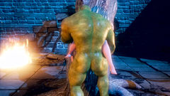 Beautiful elvish slut sucks huge monster cock