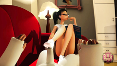 Brunette girlfriend helps her bf that feels horny