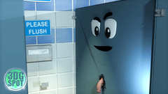 Young ebony babe fucks big cock in the school toilet