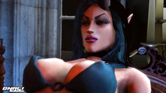 Sexy brunette in black stockings rides hard cock