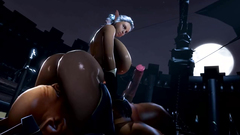 Big breasted blonde doll takes cumshot from giant monster