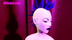 Punk girl masturbates her twat with wide opened legs