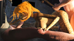 Wild animal babe gets hardcore fucked in the threesome