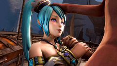 Blue-haired fantasy slut gets fucked from behind