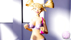 Handsome 3d blonde deep throating big cock