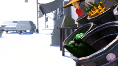 3D babe on high heels masturbates her cunt with a toy