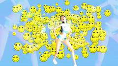 Crazy brunette teen dancing in tiny skirt