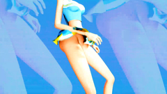 Crazy brunette teen dancing in tiny skirt