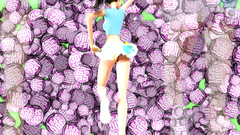 Crazy brunette teen dancing in tiny skirt