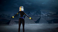 Magic night for naked egyptian goddess in 3d toon