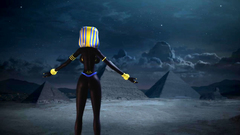 Magic night for naked egyptian goddess in 3d toon