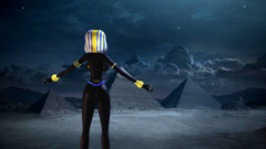 Magic night for naked egyptian goddess in 3d toon