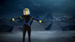 Magic night for naked egyptian goddess in 3d toon