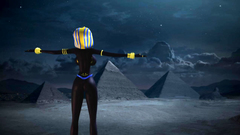 Magic night for naked egyptian goddess in 3d toon