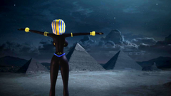 Magic night for naked egyptian goddess in 3d toon