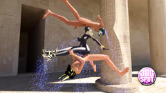 Crazy threesome fuck somewhere in Egypt