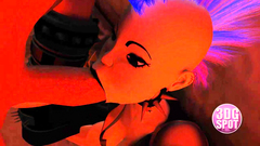 Punk babe swallows huge dick on the street