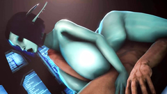 Busty monster chick loves long cocks in 3d