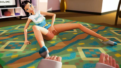 Sexy young babe spreads her legs and masturbates