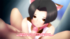 Seductive short-haired teen blows cock till facial