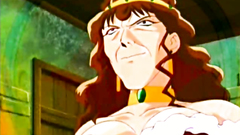 Old school anime cartoon with sexy brunette slave