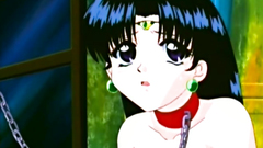 Old school anime cartoon with sexy brunette slave