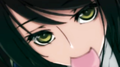 Sexy brunette babe with nice tits blows cock