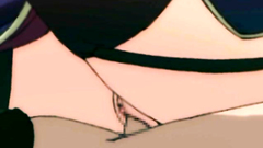 Sexy brunette babe with nice tits blows cock