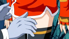 Handsome and young anime girls surprised by monsters