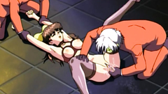 Busty anime girl in stockings gets tortured