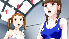 Lovely hentai lady blows cock on her knees