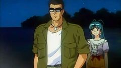 Old school anime toon with bikini beach babes