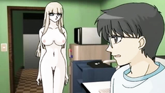 Sexy blonde babe with big beautiful tits in xxx anime