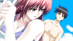 Sexy redhead babe with large breasts fucks in hentai cartoon