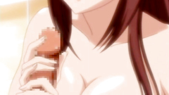 Young biy gets titjob from busty hentai babe