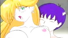 Busty drawn anime cutie spreads her legs for fuck