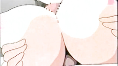 Big breasted anime babes and young boy in old school toon