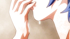 Short haired handsome schoolgirl in hentai cartoon