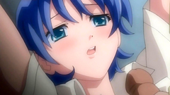 Short haired handsome schoolgirl in hentai cartoon