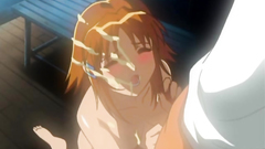 Sweet young girl gets covered with fresh cum