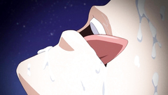 Horny anime doll spreads her shaved pussy lips