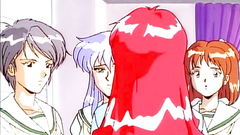 Sweet redhead and brunette babes in hentai cartoon