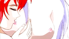 Sweet redhead and brunette babes in hentai cartoon