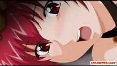 Busty anime maid gets brutally vibrator drilled in her wetpussy