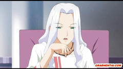 Busty anime maid gets brutally vibrator drilled in her wetpussy