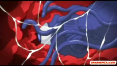 Busty anime maid gets brutally vibrator drilled in her wetpussy