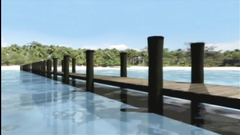 Cute 3D anime poked from behind in the beach