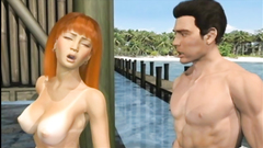 Blonde 3D animation self masturbation