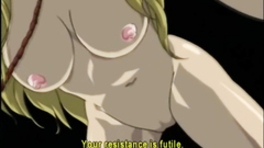 Chained hentai coeds peeing in the garden