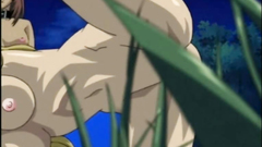 Chained hentai coeds peeing in the garden